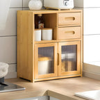 Vitrine moderne en bambou avec portes en acrylique