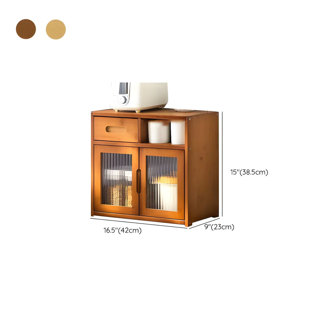 Vitrine moderne en bambou avec portes en acrylique