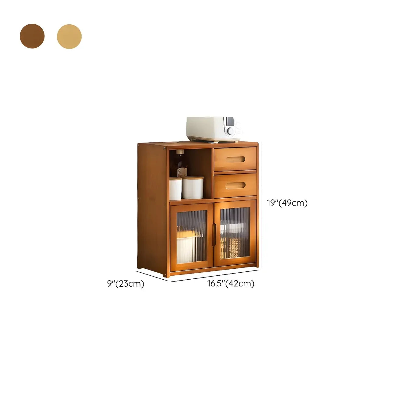 Vitrine moderne en bambou avec portes en acrylique