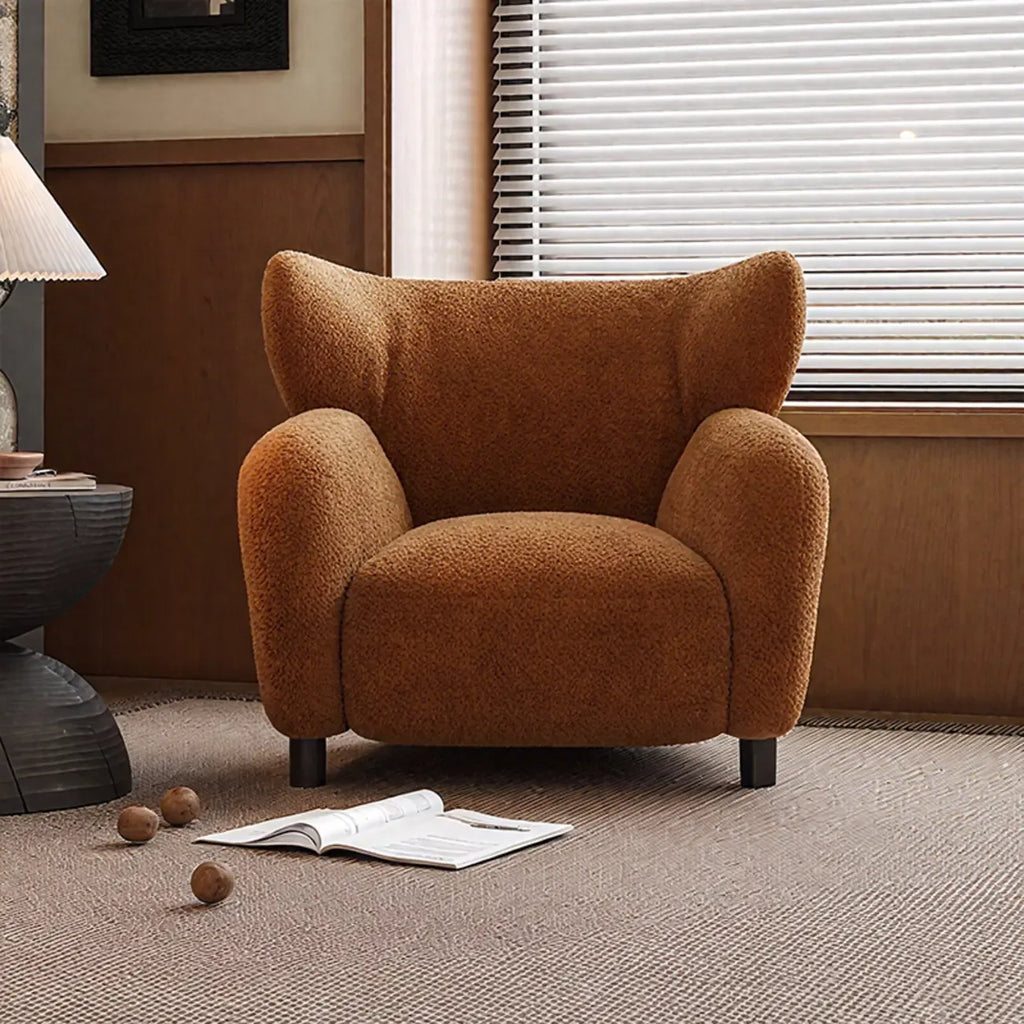 Fauteuil d'appoint moderne à oreilles en tissu chenille avec accoudoirs