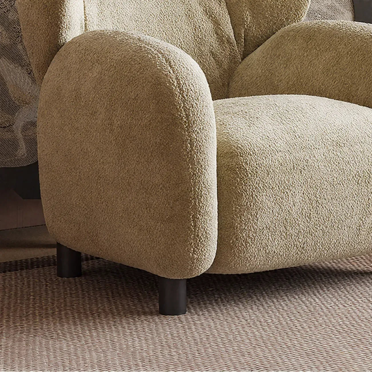 Fauteuil d'appoint moderne à oreilles en tissu chenille avec accoudoirs