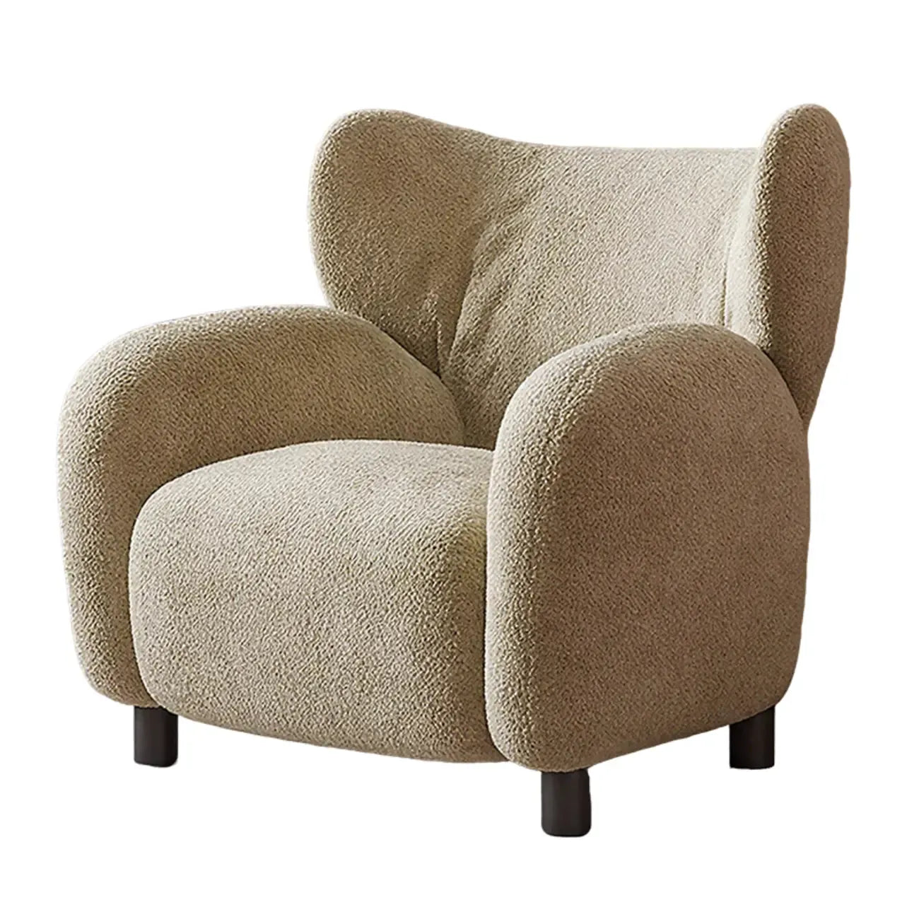 Fauteuil d'appoint moderne à oreilles en tissu chenille avec accoudoirs