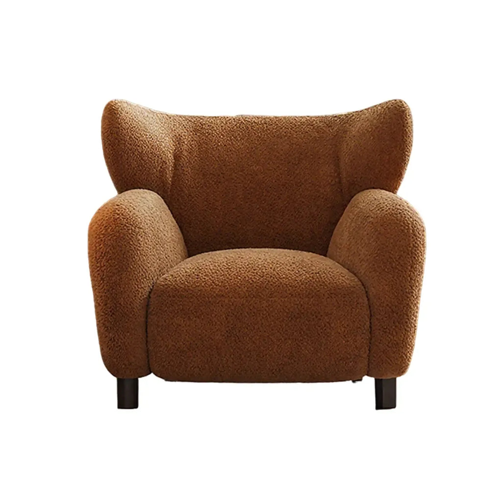 Fauteuil d'appoint moderne à oreilles en tissu chenille avec accoudoirs