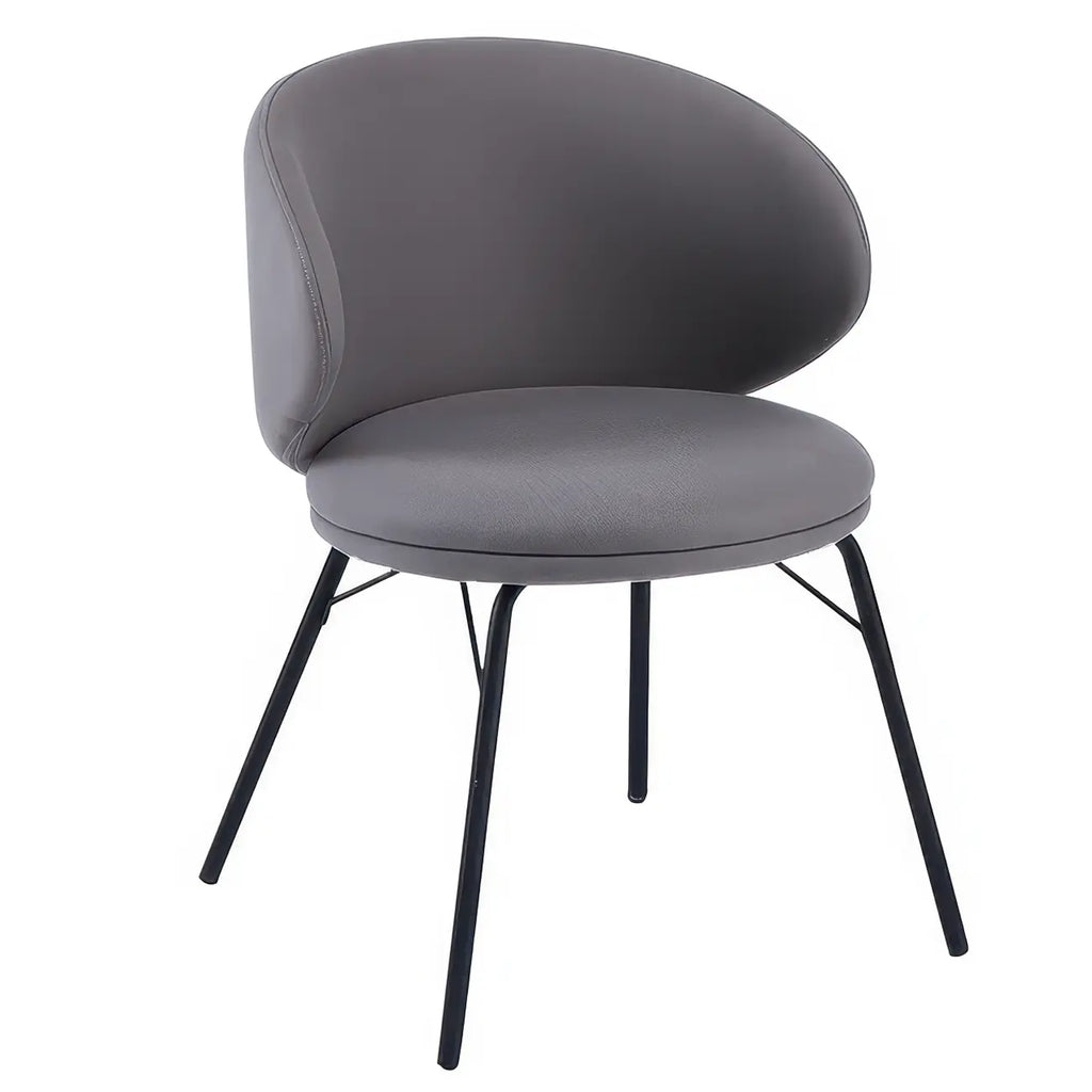 Chaise de salle à manger moderne en cuir rembourré avec pieds en métal