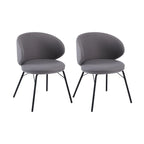 Chaise de salle à manger moderne en cuir rembourré avec pieds en métal