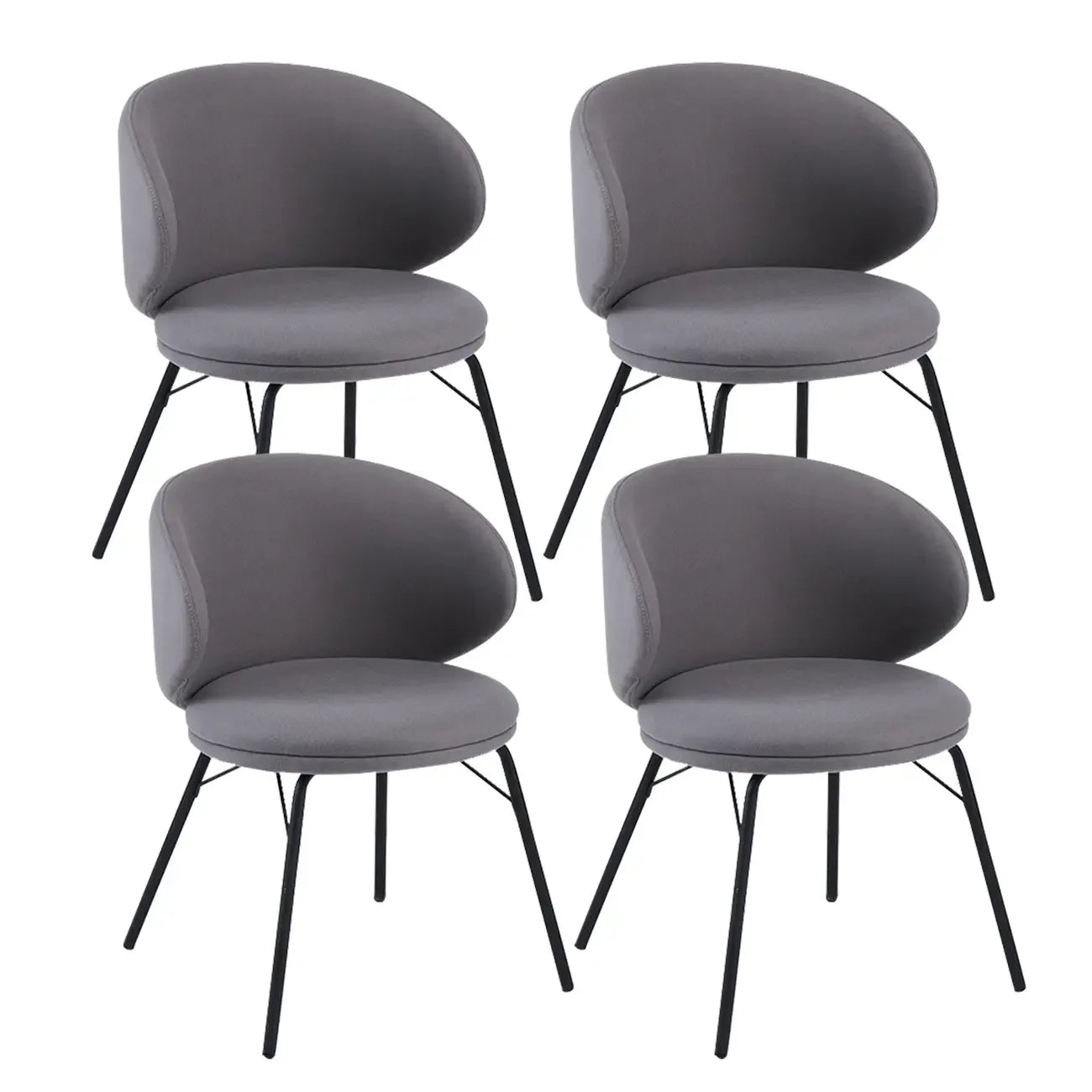 Chaise de salle à manger moderne en cuir rembourré avec pieds en métal