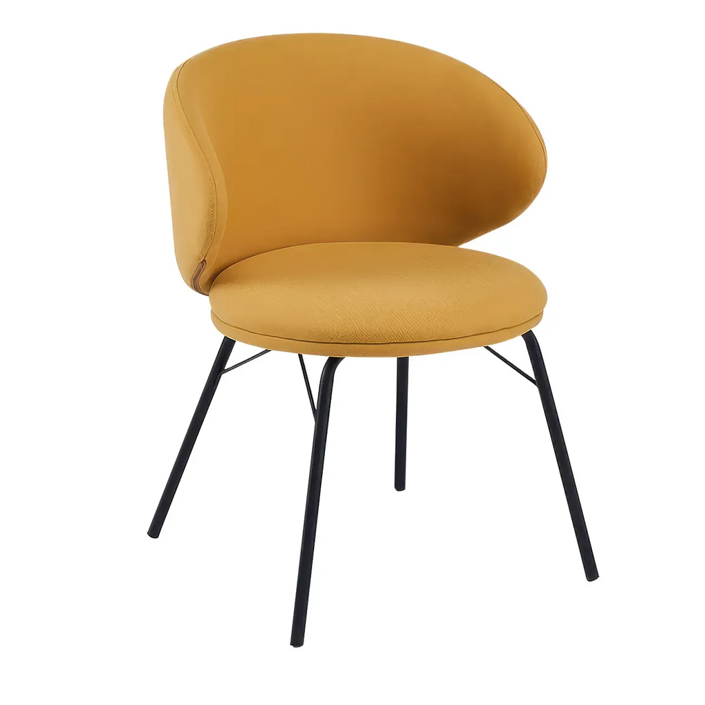 Chaise de salle à manger moderne en cuir rembourré avec pieds en métal