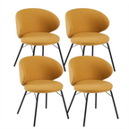 Chaise de salle à manger moderne en cuir rembourré avec pieds en métal
