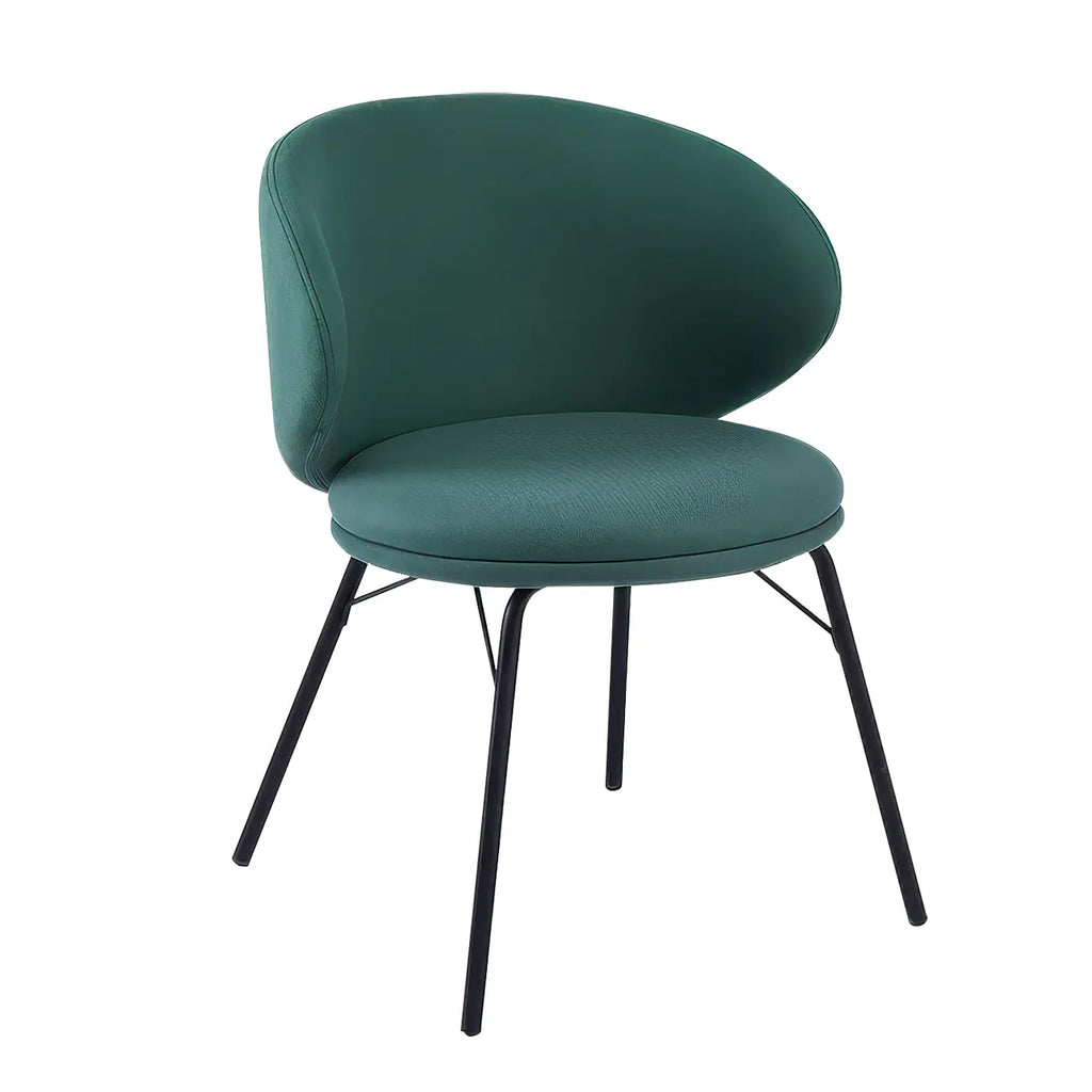 Chaise de salle à manger moderne en cuir rembourré avec pieds en métal