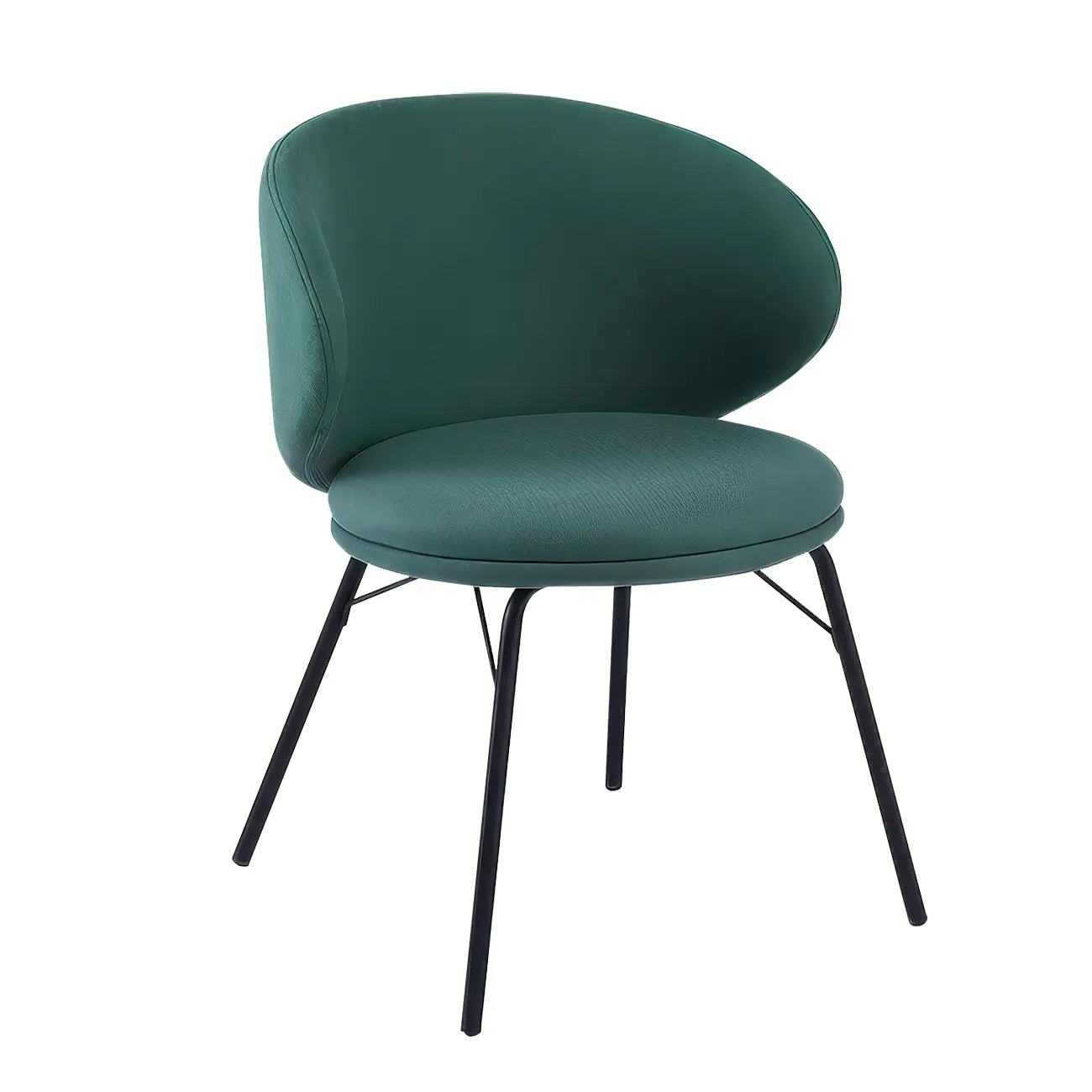 Chaise de salle à manger moderne en cuir rembourré avec pieds en métal
