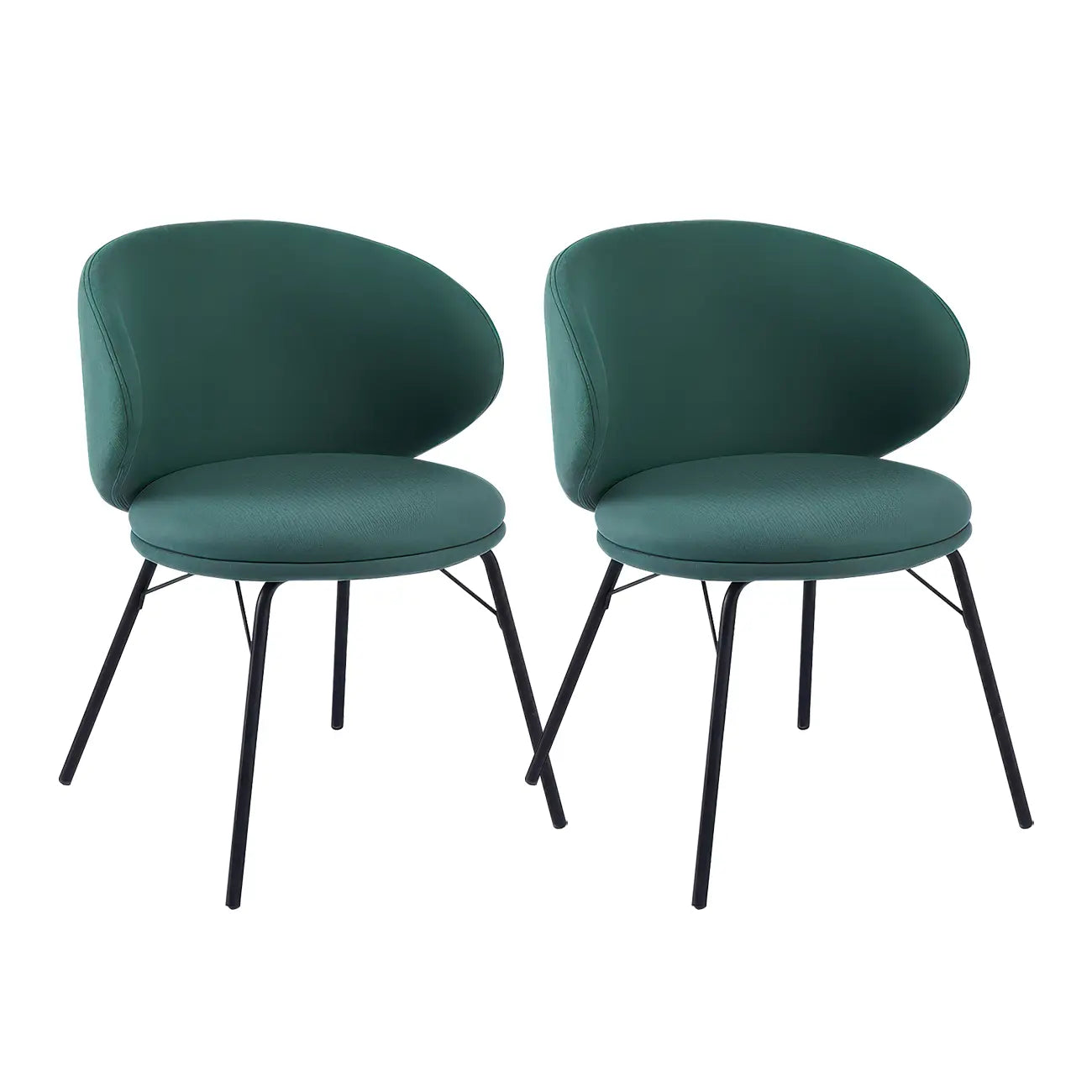 Chaise de salle à manger moderne en cuir rembourré avec pieds en métal