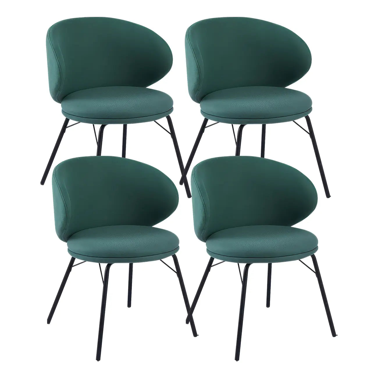 Chaise de salle à manger moderne en cuir rembourré avec pieds en métal