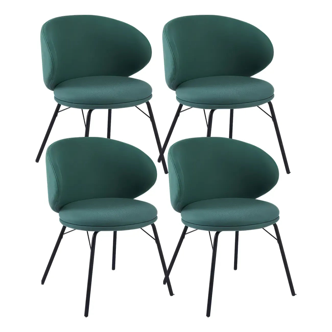 Chaise de salle à manger moderne en cuir rembourré avec pieds en métal