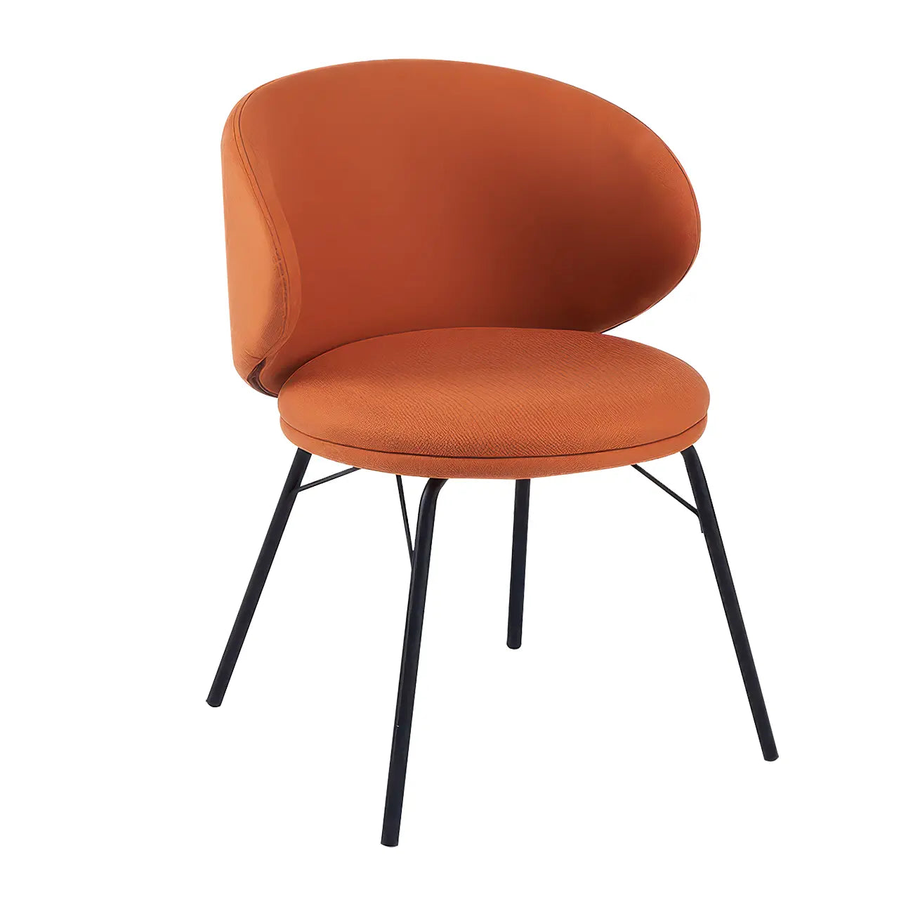 Chaise de salle à manger moderne en cuir rembourré avec pieds en métal