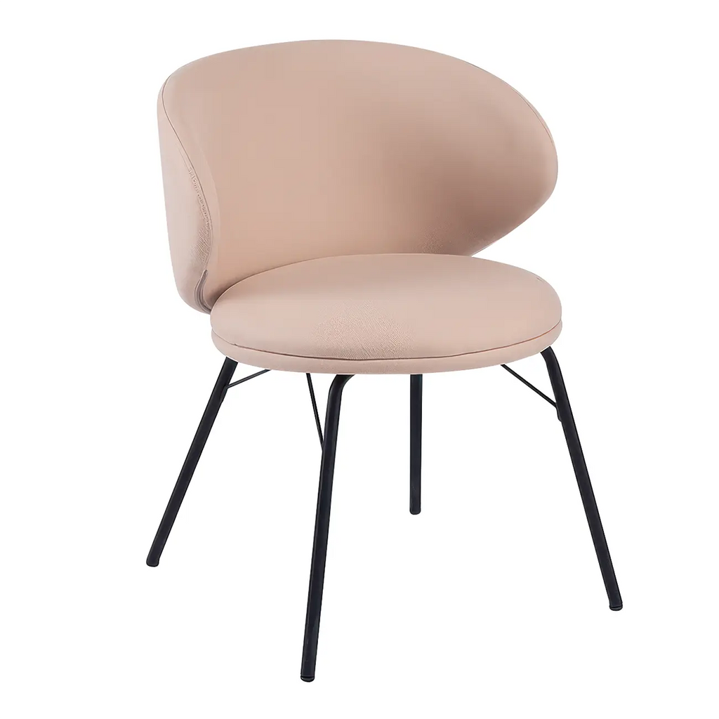 Chaise de salle à manger moderne en cuir rembourré avec pieds en métal