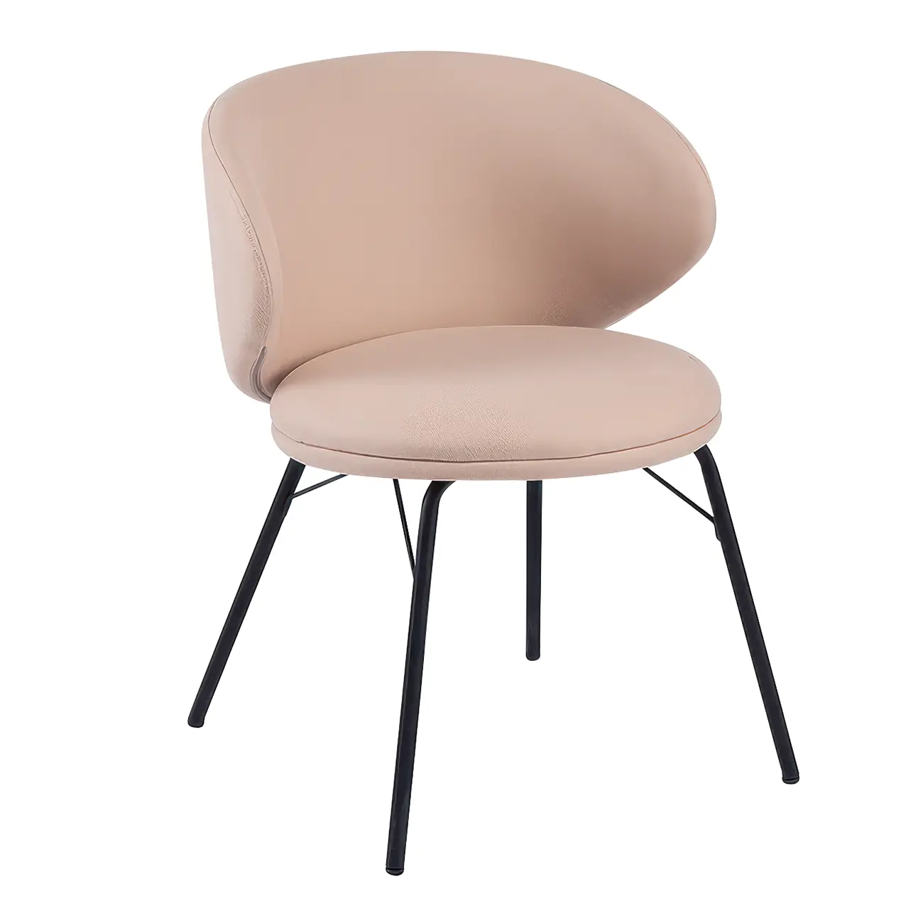Chaise de salle à manger moderne en cuir rembourré avec pieds en métal