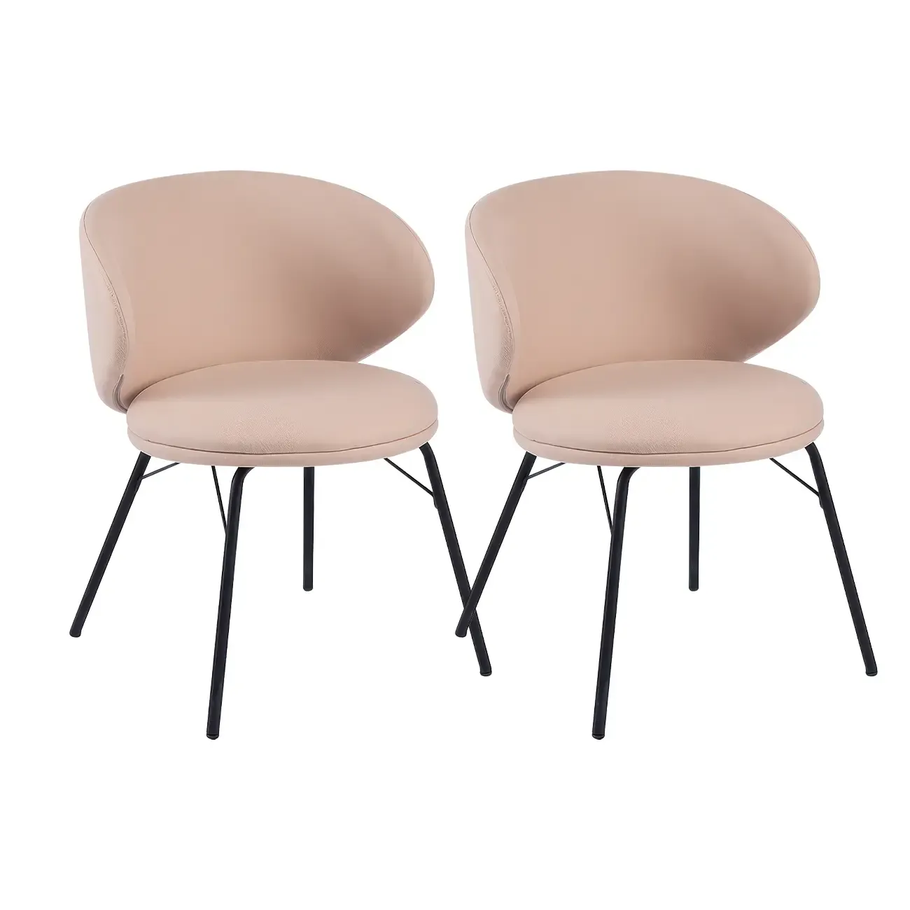 Chaise de salle à manger moderne en cuir rembourré avec pieds en métal