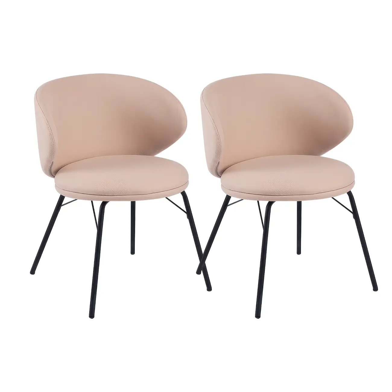 Chaise de salle à manger moderne en cuir rembourré avec pieds en métal
