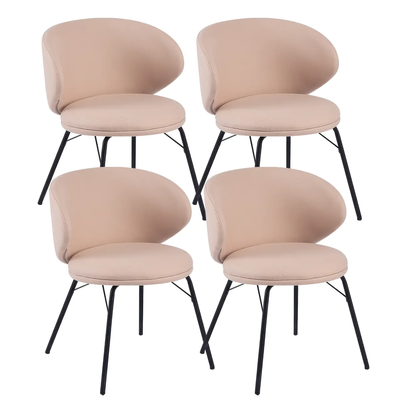 Chaise de salle à manger moderne en cuir rembourré avec pieds en métal