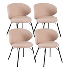 Chaise de salle à manger moderne en cuir rembourré avec pieds en métal
