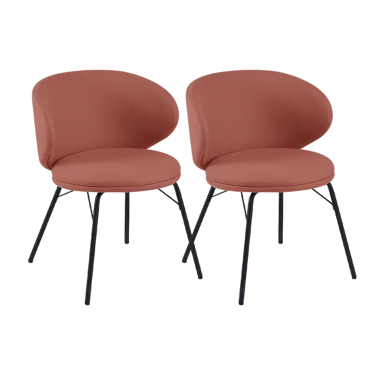 Chaise de salle à manger moderne en cuir rembourré avec pieds en métal