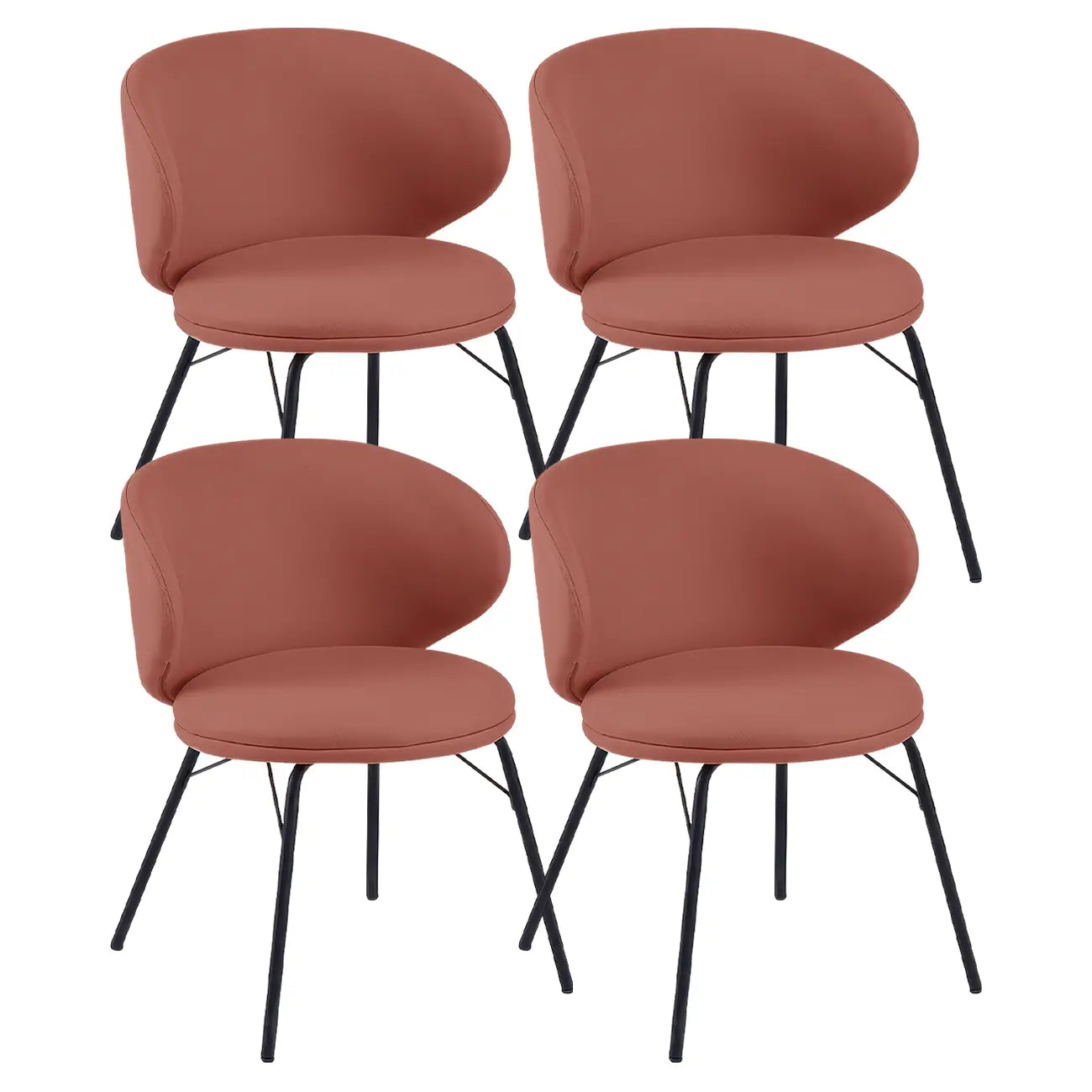 Chaise de salle à manger moderne en cuir rembourré avec pieds en métal