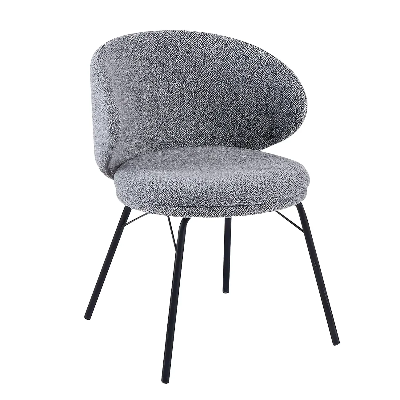 Chaise de salle à manger moderne en cuir rembourré avec pieds en métal