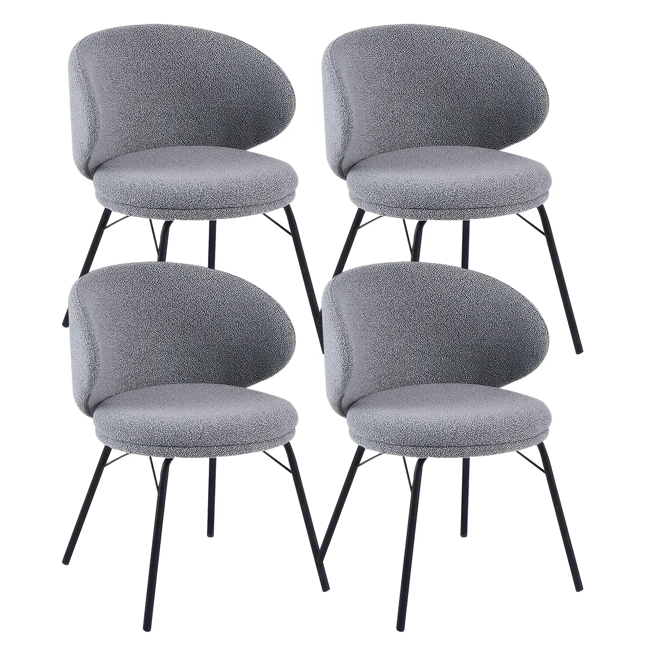 Chaise de salle à manger moderne en cuir rembourré avec pieds en métal