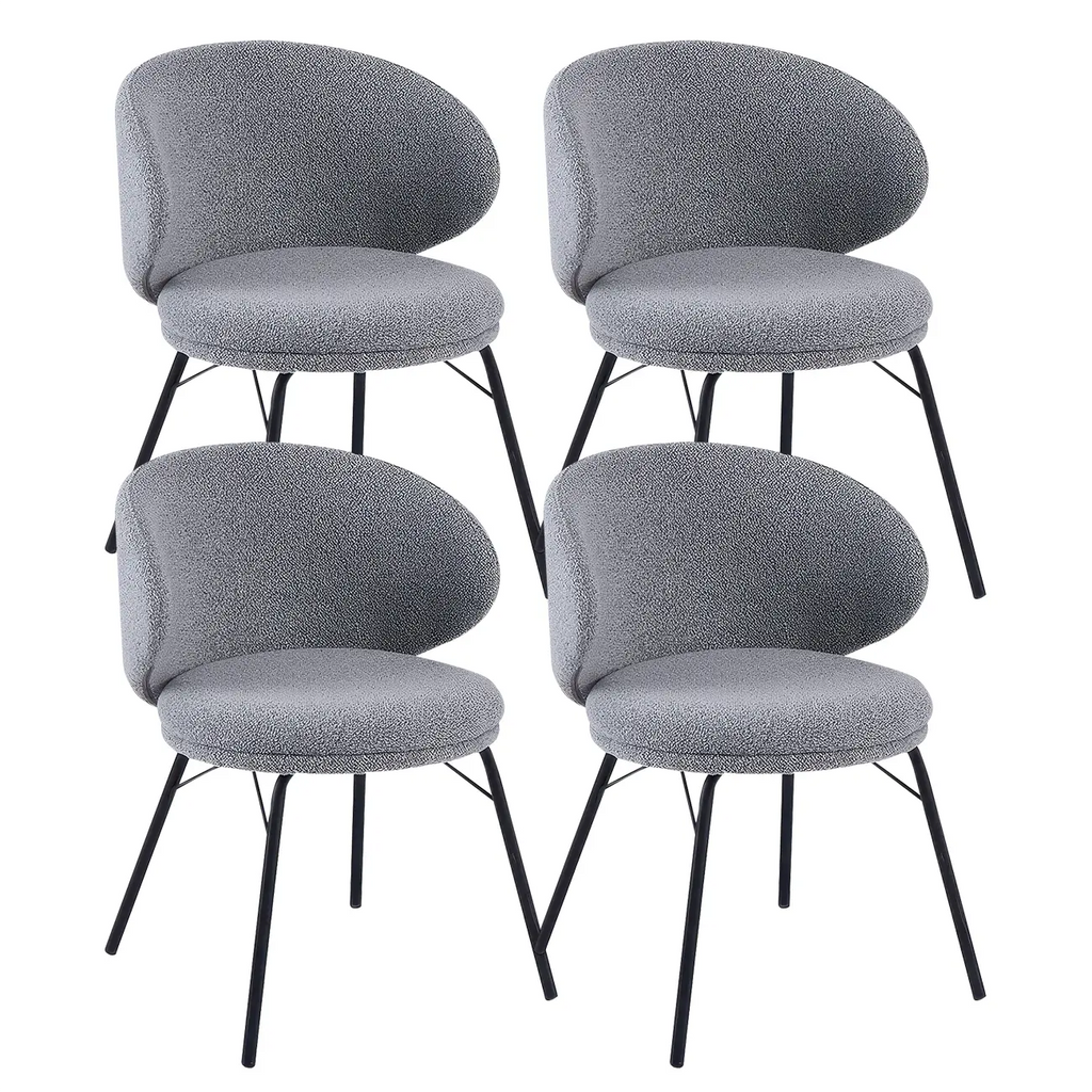 Chaise de salle à manger moderne en cuir rembourré avec pieds en métal