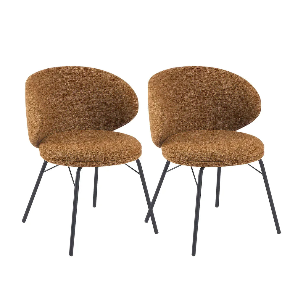 Chaise de salle à manger moderne en cuir rembourré avec pieds en métal