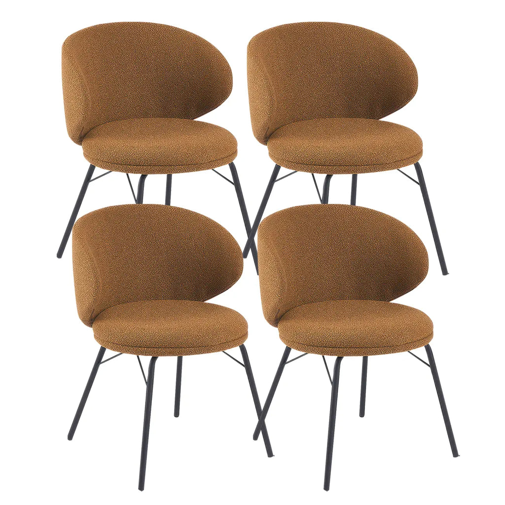 Chaise de salle à manger moderne en cuir rembourré avec pieds en métal