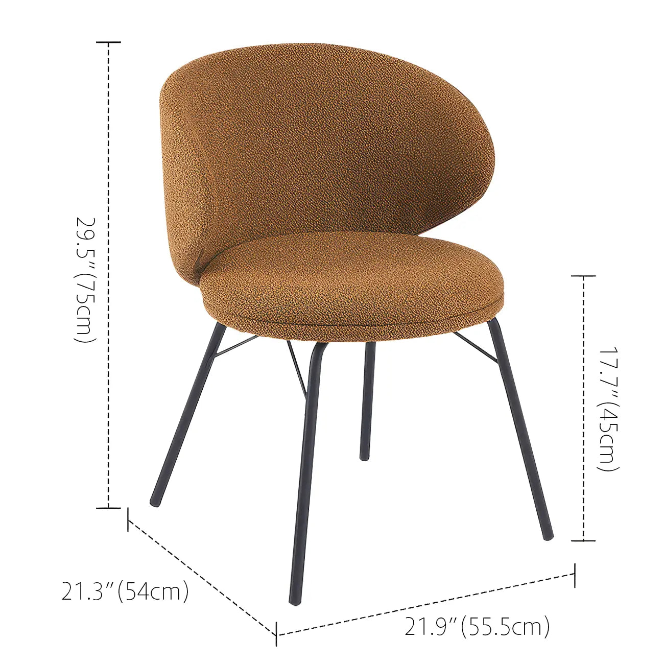 Chaise de salle à manger moderne en cuir rembourré avec pieds en métal