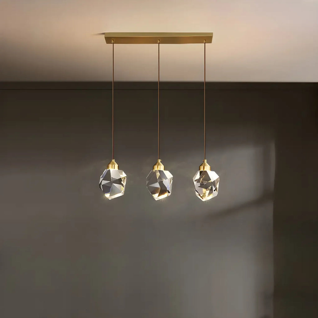 Lampadario a sospensione moderno a 3 luci in cristallo per isola cucina