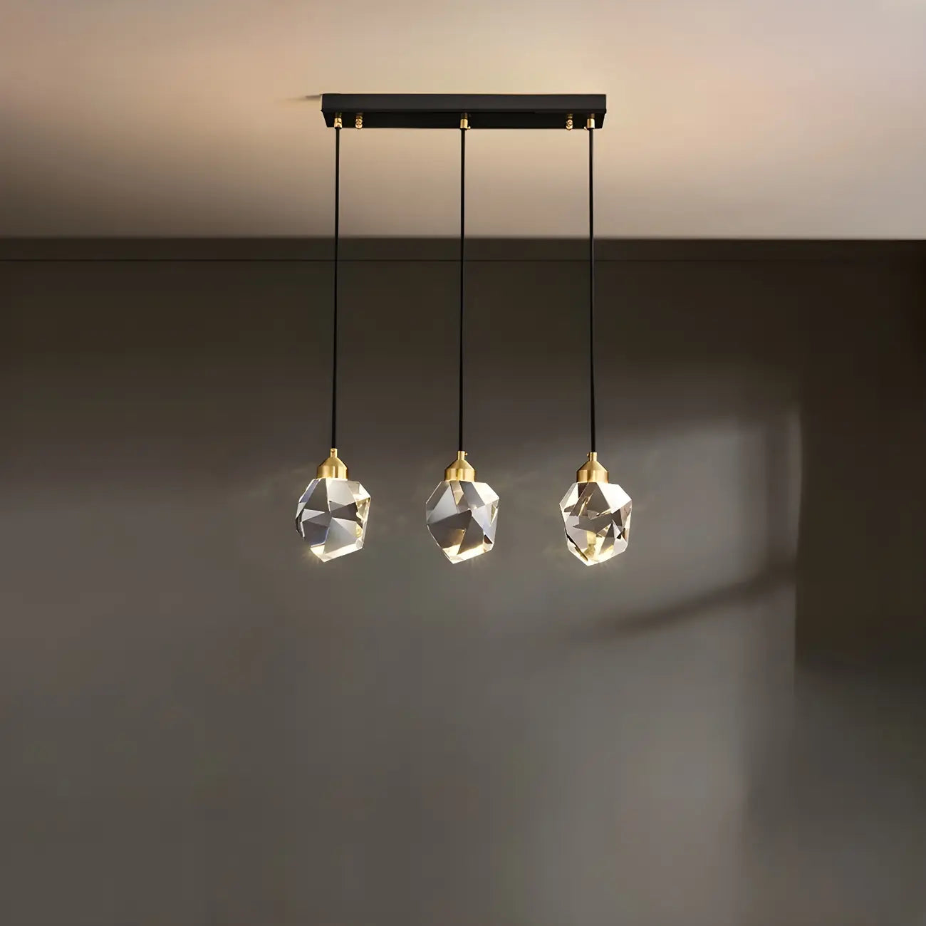 Lampadario a sospensione moderno a 3 luci in cristallo per isola cucina