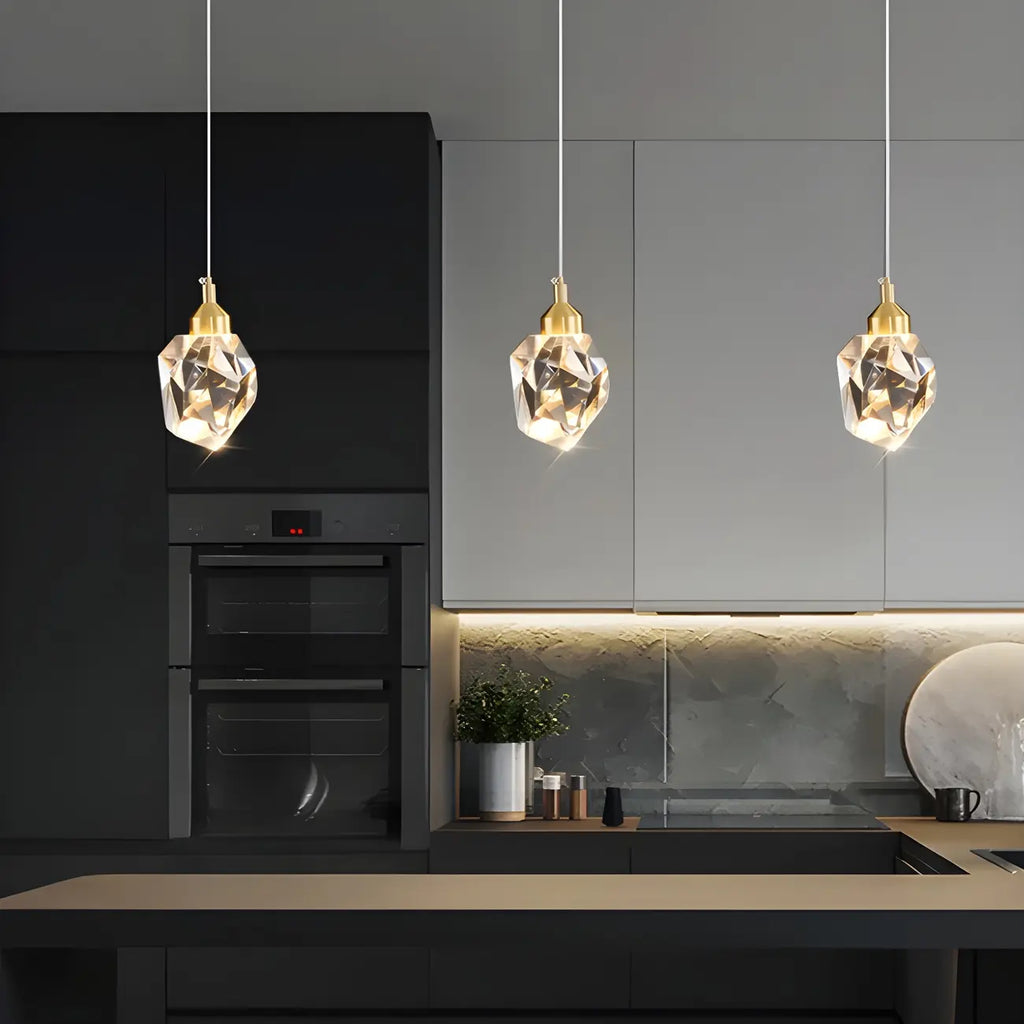 Lampadario a sospensione moderno a 3 luci in cristallo per isola cucina