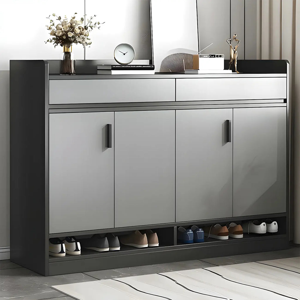 Meuble à chaussures gris moderne avec étagères rectangulaires réglables