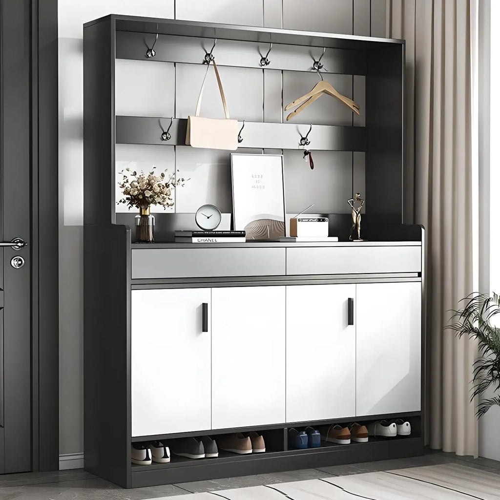 Meuble à chaussures gris moderne avec étagères rectangulaires réglables