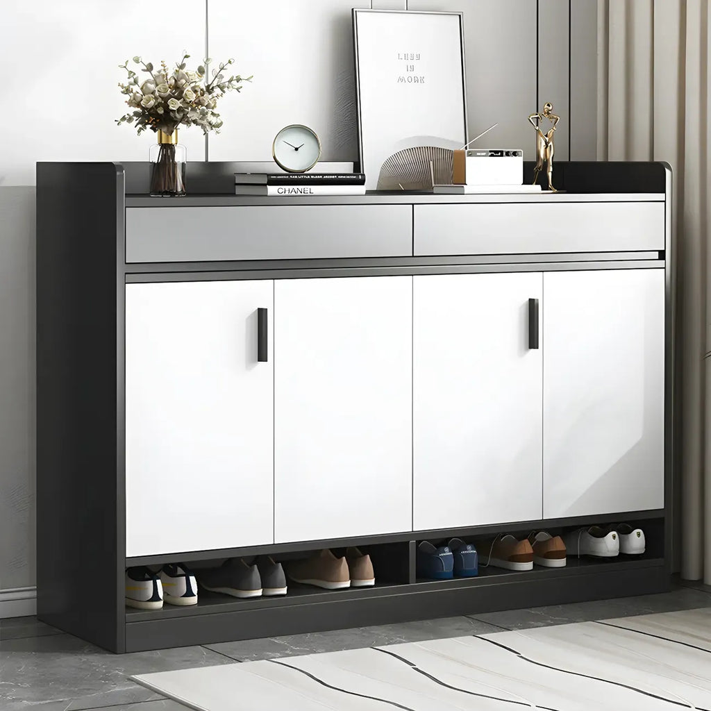 Meuble à chaussures gris moderne avec étagères rectangulaires réglables