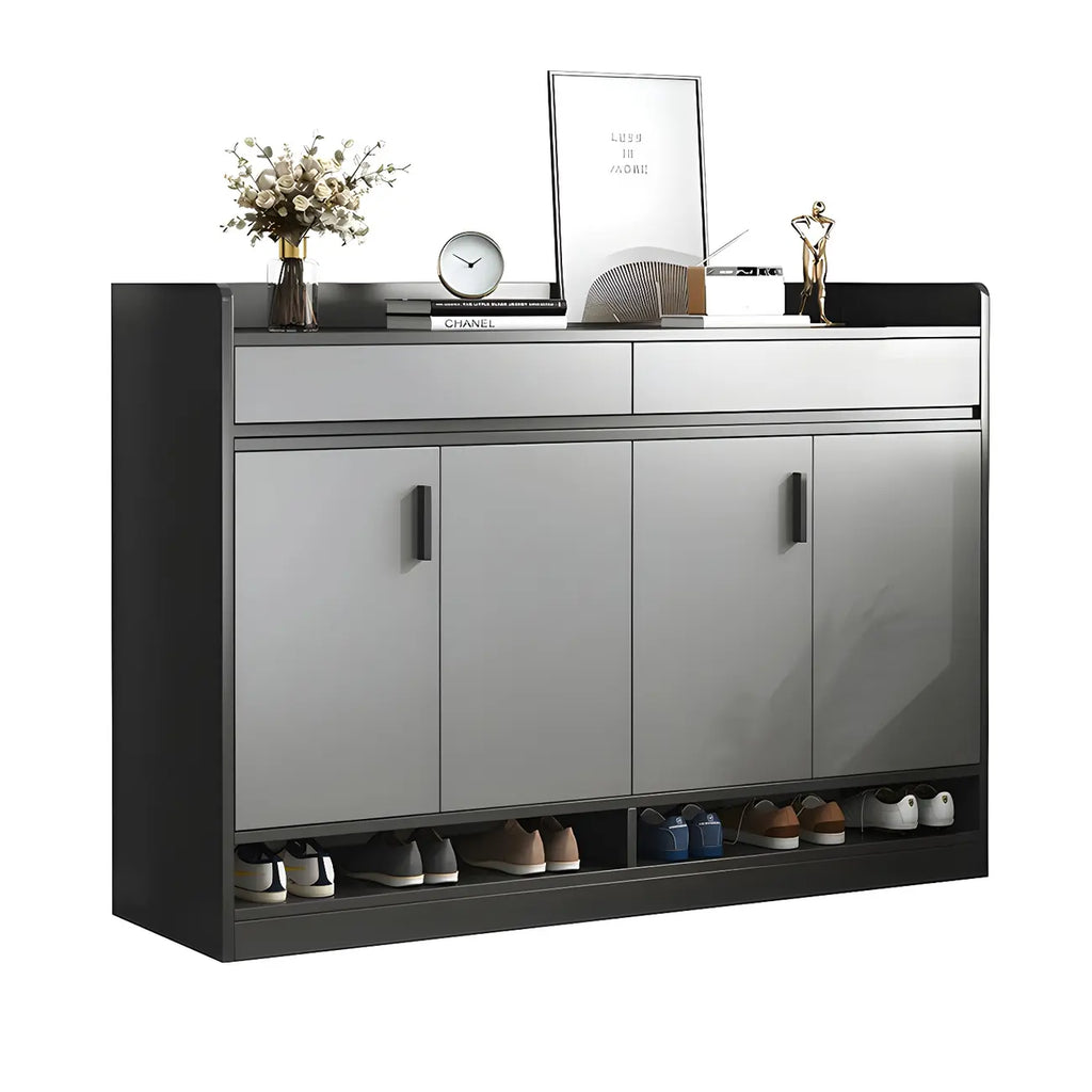 Meuble à chaussures gris moderne avec étagères rectangulaires réglables