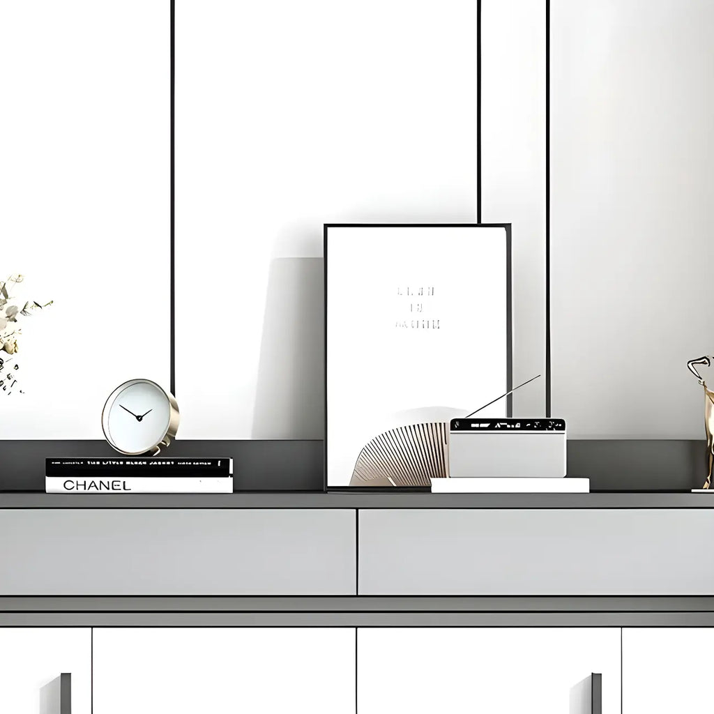 Meuble à chaussures gris moderne avec étagères rectangulaires réglables