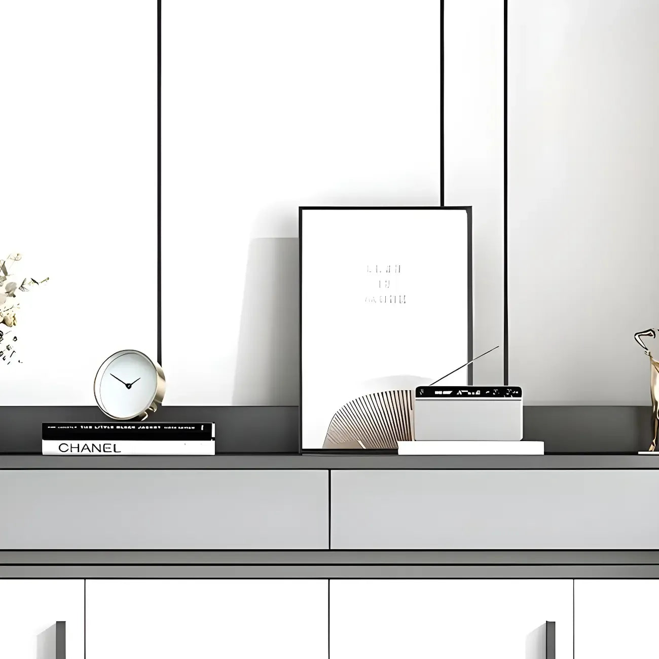 Meuble à chaussures gris moderne avec étagères rectangulaires réglables