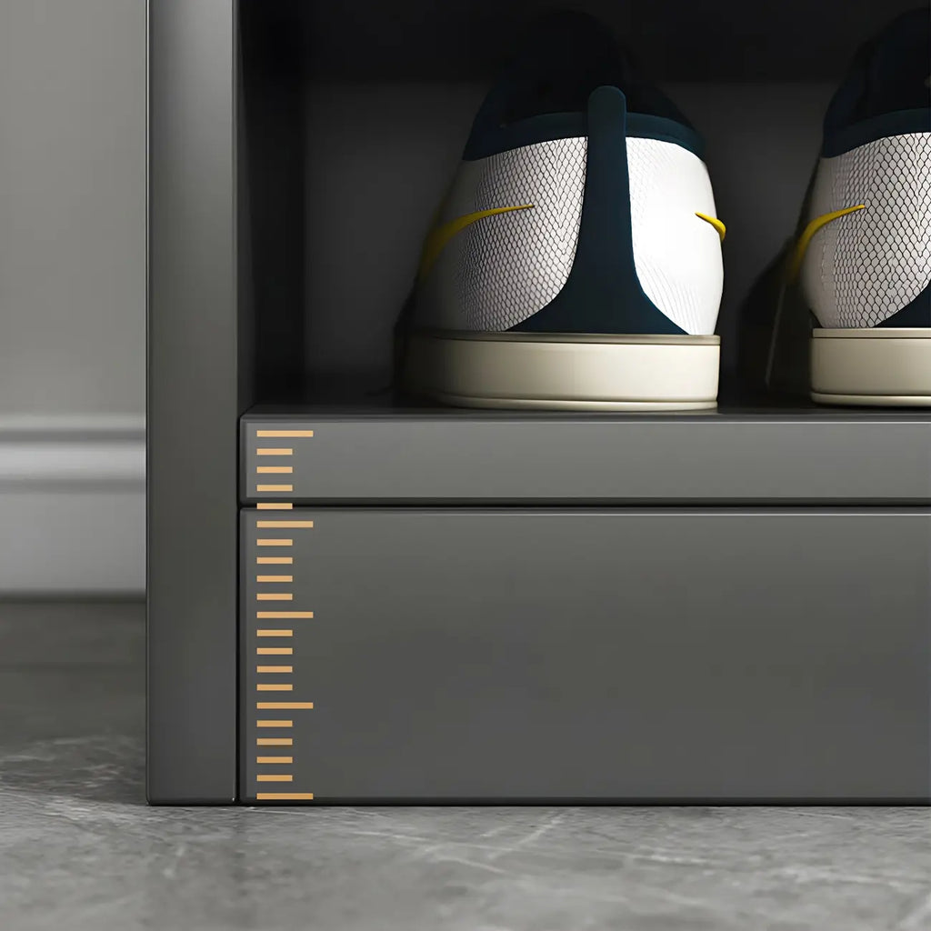 Meuble à chaussures gris moderne avec étagères rectangulaires réglables