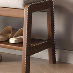 Banc à chaussures trapézoïdal rembourré en bois massif pour entrée
