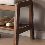 Banc à chaussures trapézoïdal rembourré en bois massif pour entrée
