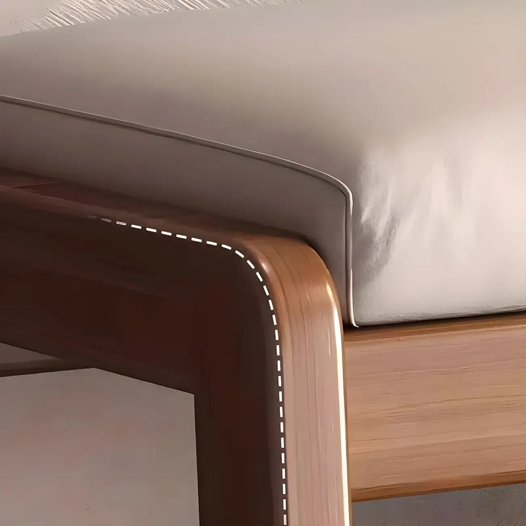 Banc à chaussures trapézoïdal rembourré en bois massif pour entrée