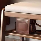 Banc à chaussures trapézoïdal rembourré en bois massif pour entrée