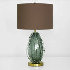 Lampe de table moderne en verre vert avec forme en tissu