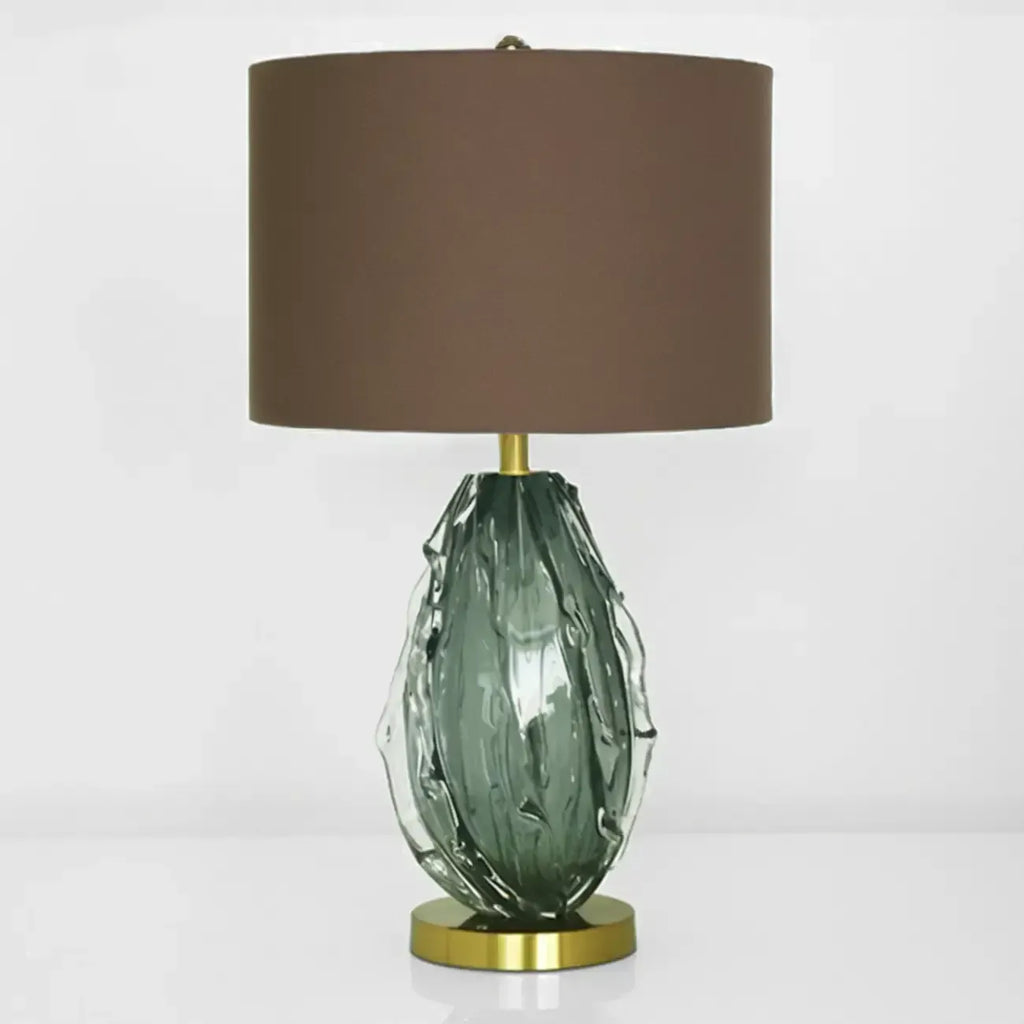 Lampe de table moderne en verre vert avec forme en tissu