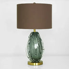 Lampe de table moderne en verre vert avec forme en tissu