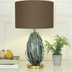 Lampe de table moderne en verre vert avec forme en tissu